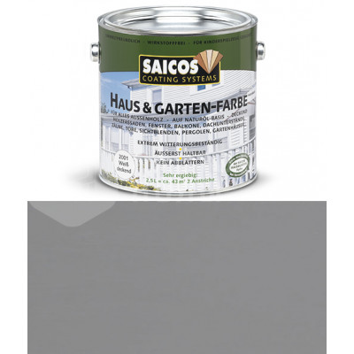 Краска непрозрачная для наружних работ на основе масел Saicos Haus&Garten-Farbe 2701 скалистый серый (2.5л)