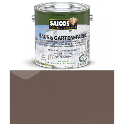 Краска непрозрачная для наружних работ на основе масел Saicos Haus&Garten-Farbe 2801 орех (2.5л)